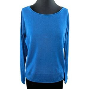 VINCE Blue 100% Linen Long Sleeve Drop Shoulder Scoop Neck Light Top Sweater XS